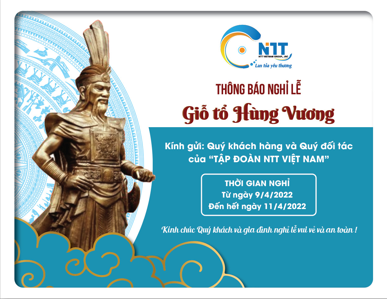 THÔNG BÁO LỊCH NGHỈ LỄ GIỖ TỔ HÙNG VƯƠNG